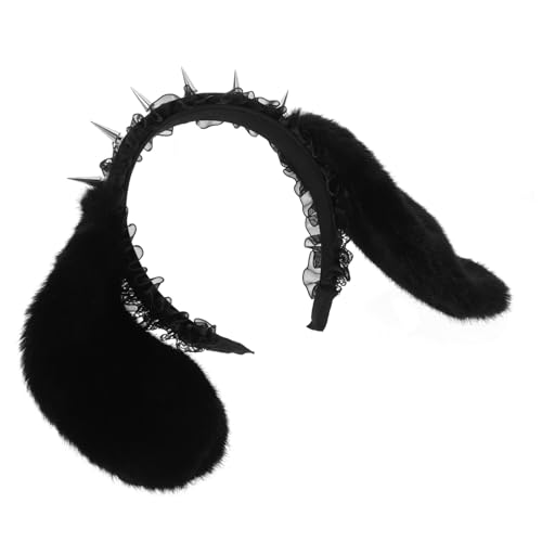 FOMIYES Punk Spiked Lace Bunny Headband mit Nieten Gothic Halloween Cosplay Haarreif für Frauen Vielseitiges Party Karneval-accessoire Komfortabel und Modisch Schwarzes Lolita Design FOMIYES Punk Spiked Lace Bunny Headband mit Nieten Gothic Halloween Cosplay Haarreif für Frauen Vielseitiges Party Karneval-accessoire Komfortabel und Modisch Schwarzes Lolita Design von FOMIYES