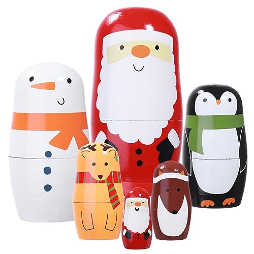 FOMIYES Russian Nesting Dolls for Christmas, Wood Nested Set, Christmas Russian Matryoshka Dolls for Kids 6pcs FOMIYES Russian Nesting Dolls for Christmas, Wood Nested Set, Christmas Russian Matryoshka Dolls for Kids 6pcs von FOMIYES