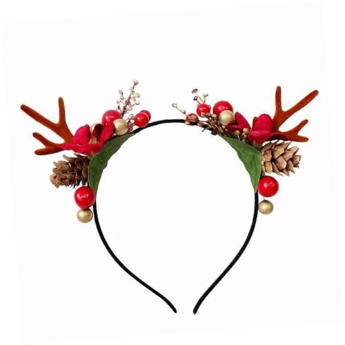 FOMIYES Weihnachtliches Haarband Mit Floralen Akzenten Und Tannenzapfen Niedliches Geweih Stirnband Für Festliche Anlässe Ideal Als Weihnachtskopfschmuck Oder Partyzubehör von FOMIYES