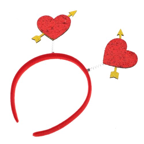 FOMIYES valentinstag stirnband Herz Haarreifen Herz Kostüm Hochzeits-Glitzer-Stirnband rotes haarband valentinstag dekoration Party-Stirnband rotes Antennenstirnband herz kopfband Vlies von FOMIYES