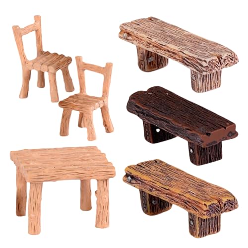 FONDOTIN 1 Set Gartenmöbel-Ornamente: Miniatur-Tisch und Stühle Set Village Micro Resin Stuhl für Puppenhaus-Zubehör Home Micro Landscape FONDOTIN 1 Set Gartenmöbel-Ornamente: Miniatur-Tisch und Stühle Set Village Micro Resin Stuhl für Puppenhaus-Zubehör Home Micro Landscape von FONDOTIN