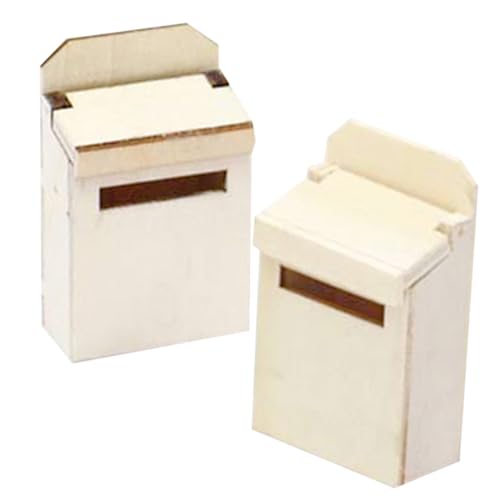 FONDOTIN 2St Mini-Briefkästen für Mini-Briefkasten Puppenhaus-Miniaturzubehör Puppenhaus-Miniatur-Briefkasten Musterbriefkasten Briefkasten Mini-Mailbox-Modell Holz Beige von FONDOTIN