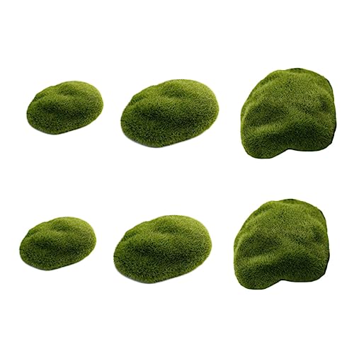 FONDOTIN 6Pcs Künstlich Gefälschter Moos Mikro Landschaft Steinkante Für Landschaftsgestaltung Gartenkante Grenzsteindekoration Aquariumgesteinsformationen Moos Für Handwerk Grün von FONDOTIN