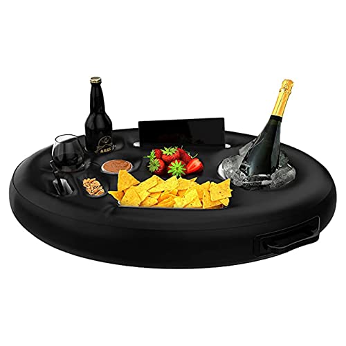 FONDUO Aufblasbarer Getränkehalter, Schwimmender Poolbar Aus PVC, 2 In 1-Getränke Und Snackhalter, Große Kapazität Schwimmende Coasters Für Pool Party Wasser-Spaß Strand Spielzeug 70X50X10CM von FONDUO