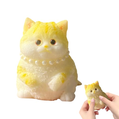 Squeeze Toy Katze Squishy, Handgemachte Squishy Toy Cat Groß Fufu Squishy Klebrig Katze, Anti Stress Squishies Spielzeug, Niedlich Quetsch Spielzeug für Kinder und Erwachsene (M,Gelb) von FONDUO