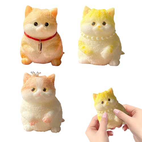 Squishy Fidget Toys, 3 Stück Squishy Katze Spielzeug, Anti Stress Squishies Cat Toys, Squishy Klebrig, FuFu Squishy, Süße Squeeze Spielzeug für Party Geschenke (B,9 x 7cm) von FONDUO