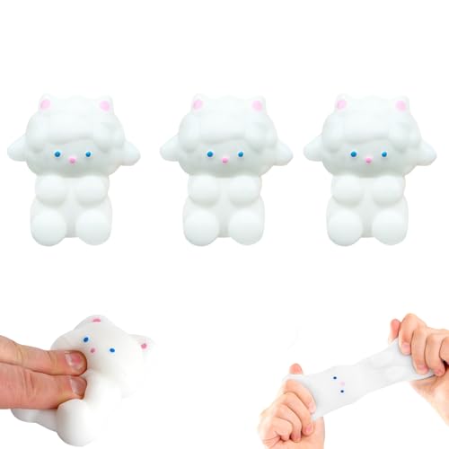 Squishy Squeeze Spielzeug Set, 3 Stück Tierfiguren Anti Stress Toy, Antistress Spielzeug, Niedlich Quetschspielzeug, Quetsch Spielzeug, Squishy Fidget Toy für Kinder Erwachsene Geschenk (A,Schafx3) von FONDUO