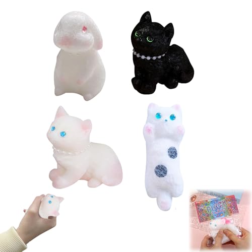 Squishy Toy Katze Set, 4 Stück Anti Stress Squishy Katze Spielzeug, Fufu Squishy Cat, Taba Squishy, Klebrige Katzen Squishies Toy, Squeeze Spielzeug Tiere für Kinder Erwachsen Geschenk (A) von FONDUO