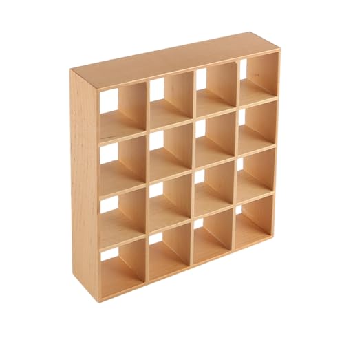 FONGKNOX Dollhouse Bookshelf 16 Grid Mini Display Shelf 1:12 Miniature Bookshelf Wall Rack Stand Wooden Dollhouse Furniture Dollhouse Accessories Decorations von FONGKNOX