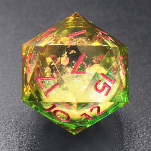 FONVGOGO DND Würfel Set Harz Dungeons and Dragons Würfel 7 Stück Polyedrische Flüssiger Kern D&D Würfel Spielwürfel mit Geschenkbox DND Dice Set (L-Gelb und Grün) von FONVGOGO