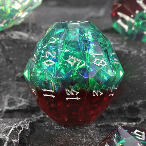 FONVGOGO DND Würfel Set Stonehenge Harz Dungeons and Dragons Würfel 7 Stück Polyedrische D&D Würfel Spielwürfel DND Dice Set (S-Grün und Silber) von FONVGOGO