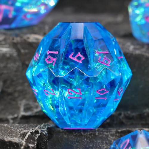 FONVGOGO DND Würfelset Stonehenge Harz Dungeons and Dragons Würfel 7 Stück Polyedrische D&D Würfel mit Geschenkbox DND Dice Set (S-Blau und Lila) von FONVGOGO