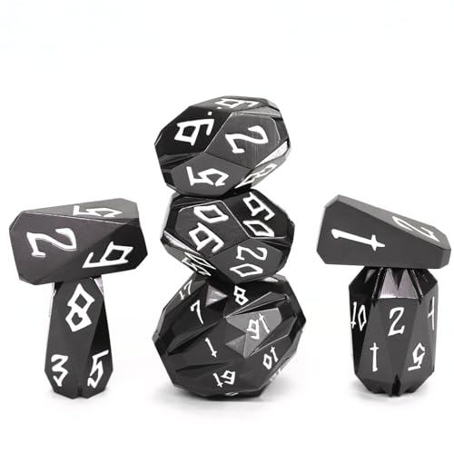 FONVGOGO Metall DND Würfel Set mit 7 Stück für Dungeons und Dragons, Polyedrisches Metall Stonehenge Würfelset D&D mit Etui, Rollenspiel Würfel (Stonehenge Schwarz) von FONVGOGO