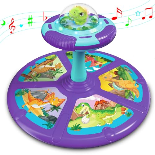 FOR21JOYS Drehstuhl für Kinder,Sit and Spin Dish, Spun Stuhl,Sensory Balance Training Sitz,Kinder-Drehkarussell,360°Sit n Spin Spielzeug für Kleinkinder ab 18 Monaten mit LED Lichter und Musik von FOR21JOYS