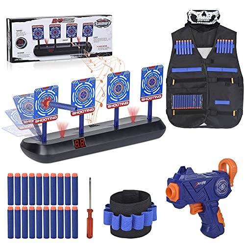 FOR21JOYS Zielscheibe für Nerf Pistole,Ziel mit Taktische Weste,1 Kinder Gewehr und 20 Darts Nerf Zubehör Set,Geschenke Spielzeug für 6 7 8 9 10 Jahre Kinder Junge Geburtstagsgeschenke von FOR21JOYS