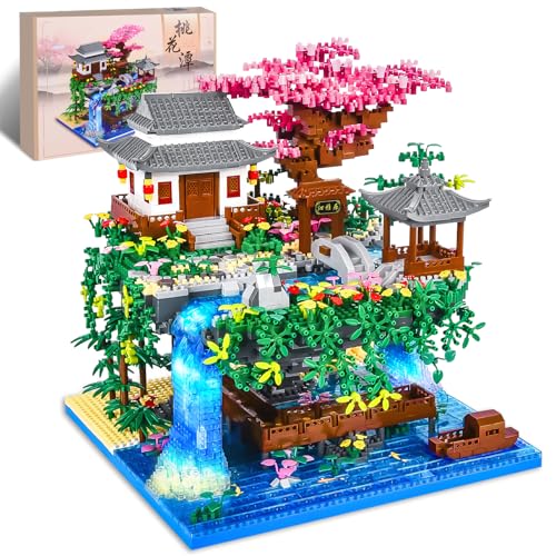 FORMIZON 3320PCS Micro Bausteine, Botanical Garten-Set für Erwachsene mit Pfirsichblüten, Klemmbausteine Haus mit LED, Architecture Creative Geschenk Weihnachten für Frauen und Männer von FORMIZON