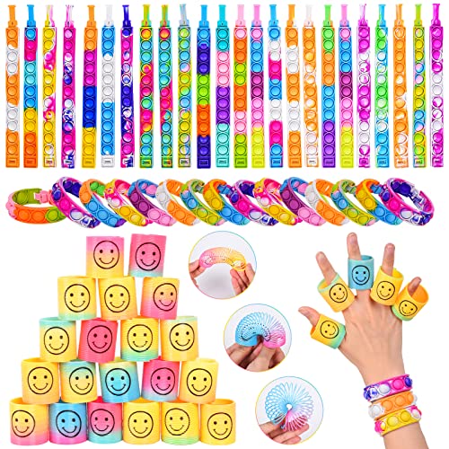 FORMIZON 48 Pcs kleine Geschenke für Kinder, Pop Bracelet It und Party Mitgebsel Regenbogen Spielzeug, für Kindergeburtstag gastgeschenke, Fidget Toys Set, Weihnachtsfeiern von FORMIZON