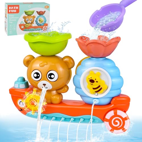 FORMIZON Badespielzeug, Bär und Bee Badewannenspielzeug Kinder, Badewanne Spielzeug Wassersprühspielzeug mit Tasse, Babyspielzeug Geschenk für Jungen und Mädchen ab 2 3 4 5 6 Jahre von FORMIZON