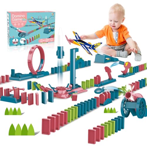 FORMIZON Dominosteine Spielzeug, Domino Spiel mit 120 Stück Domino Blöcken und 13 Spiel Zubehör, Pädagogisches Spielzeug Geschenk für Kinder (Domino) von FORMIZON