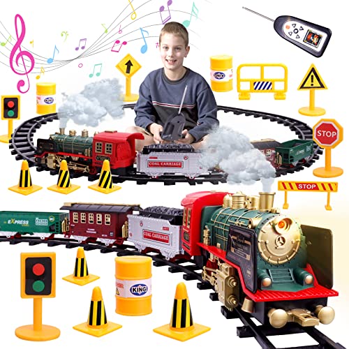 FORMIZON Elektrische Zug Spielzeug, Eisenbahn Kinder Elektrisch, Fernbedienung Dampfzug Spielzeug mit Dampf, Geräuschen und Licht, Christmas Tree Train Geschenk für Kinder von FORMIZON