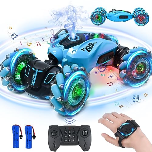 FORMIZON Gestensensor RC Auto, Neues Ferngesteuertes Auto, RC Stunt Car mit Licht und Sprühen, 360° Drehung Crawler Fahrzeug, 2.4GHz Verwandeln Twist Auto Geländewagen, Spielzeug Geschenke für Kinder von FORMIZON