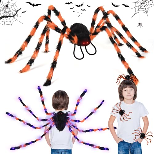 FORMIZON Halloween Riesenspinne Rucksack, Haarige Spinne Rucksack mit Lichtern, Halloween Spinne Süßigkeiten Rucksack, Gruselige Groß Spinnenrequisiten für Halloween Karneval Party (M) von FORMIZON