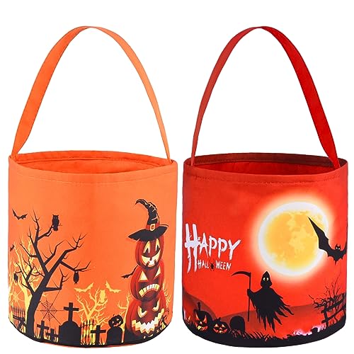 FORMIZON Halloween Taschen LED, 2 Stück Leuchtend Halloween Süßigkeiten Tasche mit 3 Modi, Halloween Süßigkeiten Eimer für Süßes, Geschenktasche für Halloween Karneval Party von FORMIZON