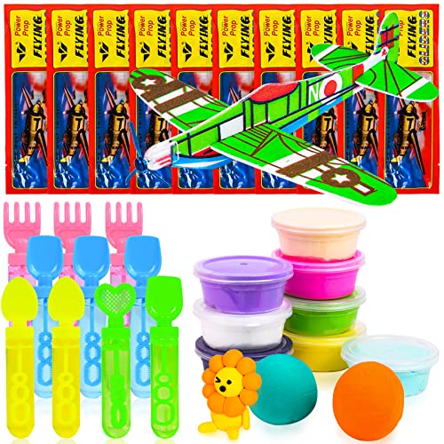 FORMIZON Mitgebsel für Kinder, 30Pcs Mitgebsel Set, Gleitflugzeugen, Seifenblasen, Springknete Hüpfknete, Give aways ideal für Kindergeburtstag Gastgeschenke (Seifenblasen) von FORMIZON