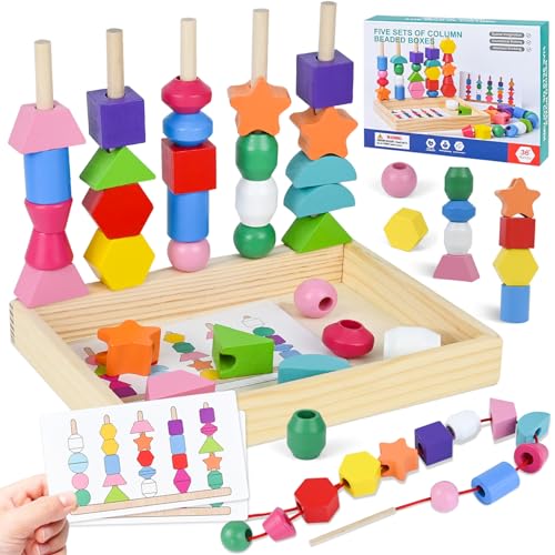 FORMIZON Montessori Spielzeug, 3-in-1 Holzspielzeug für Kinder, Hölzerne Perlen mit Stauraum, Holz Sortierspiel mit Geometrische Formen Fädelspiel, Pädagogisches Lernspielzeug für 2 3 4 Junge Mädchen FORMIZON Montessori Spielzeug, 3-in-1 Holzspielzeug für Kinder, Hölzerne Perlen mit Stauraum, Holz Sortierspiel mit Geometrische Formen Fädelspiel, Pädagogisches Lernspielzeug für 2 3 4 Junge Mädchen von FORMIZON