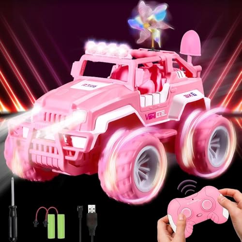 FORMIZON Pink RC Ferngesteuertes Jeep, Ferngesteuertes Auto Off-Road mit LED, 1/18 Off-Road Käfer Auto mit Windmühle, Geeignet für 3-12 Jungen Mädchen, Ideale Spielzeug Geschenke für Geburtstag von FORMIZON