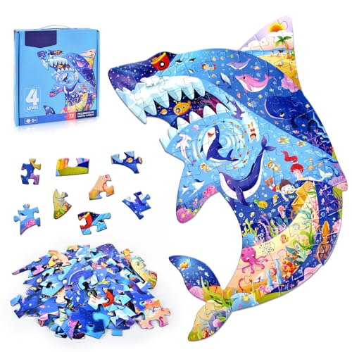 FORMIZON Puzzle Kinder, 72 Teile tierische Puzzleteile, Hai Puzzle Spielzeug, Pädagogisches Spielzeug, Kinderpuzzle Geschenk für Jungen Mädche ab 3-12 Jahren (Haie-B) von FORMIZON