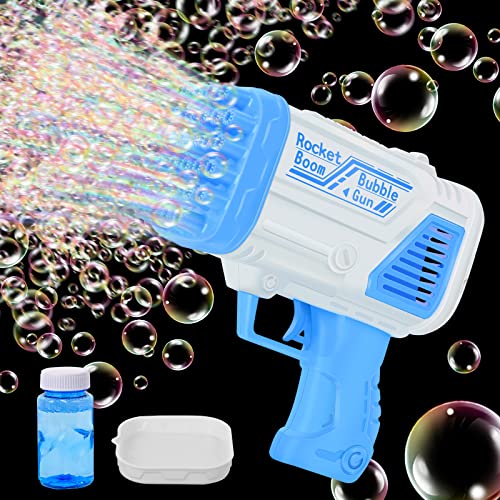 FORMIZON Seifenblasenpistole, 32 Löcher Automatische Gatling Blasenmaschine, Gatling Bubble Machine, Seifenblasenmaschine Set, Seifenblasen Pistole mit LED Licht für Kinder Outdoor Party (Blau) von FORMIZON