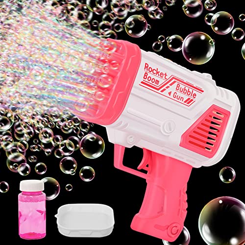 FORMIZON Seifenblasenpistole, 32 Löcher Automatische Gatling Blasenmaschine, Gatling Bubble Machine, Seifenblasenmaschine Set, Seifenblasen Pistole mit LED Licht für Kinder Outdoor Party Hochzeit von FORMIZON