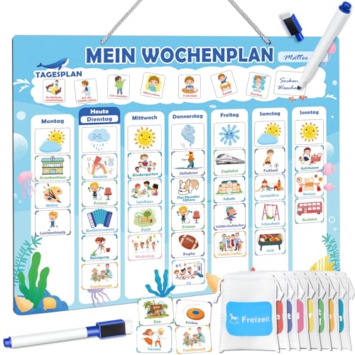 FORMIZON Wochenplaner Kinder Magnetisch, Magnettafel mit 248 Magnete, Stift Abwischbar, Tasche, Routine Planer, Kalender Kinder Montessori to Do Liste Lernhilfe zur Selbstständigkeit & Wochenplanung FORMIZON Wochenplaner Kinder Magnetisch, Magnettafel mit 248 Magnete, Stift Abwischbar, Tasche, Routine Planer, Kalender Kinder Montessori to Do Liste Lernhilfe zur Selbstständigkeit & Wochenplanung von FORMIZON