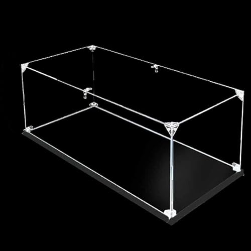 FORTTS Klare Acryl-Vitrine for Sportwagen-Bausteine, Acryl-Box for Zusammenbauen, transparente, staubdichte Box, Vitrine mit schwarzem Sockel for Sammlerstücke, Spielzeug(38 * 20 * 12cm) von FORTTS