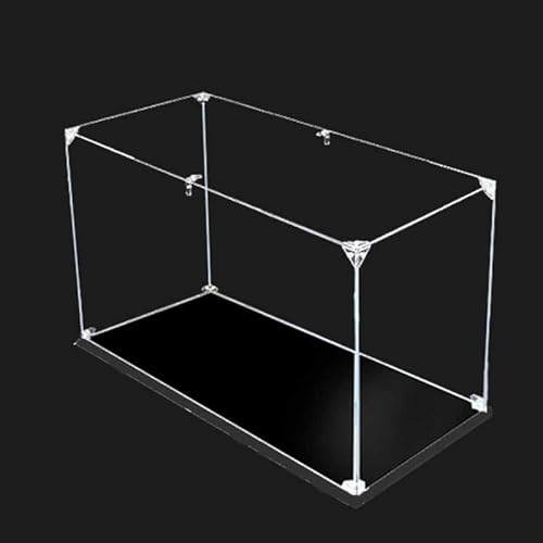 FORTTS Klare Acryl-Vitrine for Sportwagen-Bausteine, Acryl-Box for Zusammenbauen, transparente, staubdichte Box, Vitrine mit schwarzem Sockel for Sammlerstücke, Spielzeug(55 * 19 * 34cm) von FORTTS