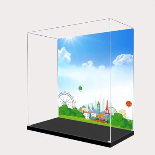 FORTTS Transparente Acryl-Vitrine, kompatibel mit LG 10303 Roller Coaster, Sammlerstück-Vitrine, staubdichte Arbeitsplatte, Kunststoff-Vitrine, Spielzeug, Heimaufbewahrung, 90 x 40 x 100 cm(Printing) von FORTTS