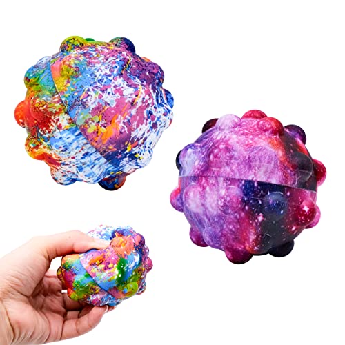 FORYNXHWIN 2 Stück Pop it Ball Fidget Toy Bunte Silikon 3D Push Bubble Pop it Stress Ball Fidget Sensory Ball Spielzeug Squeeze Ball für Kinder Erwachsene Festliche Strumpffüller Party Favors Geschenk von FORYNXHWIN