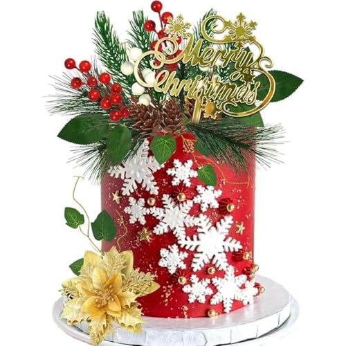 FOSDICK 15Pcs Tortendeko Weihnachten, Kuchen Deko Weihnachten, Tortendekoration weihnachten, Kunstblumen Kunstblätter Tannenzapfen Beeren Deko Merry Christmas Cake Topper, Christmas Cake Decorations FOSDICK 15Pcs Tortendeko Weihnachten, Kuchen Deko Weihnachten, Tortendekoration weihnachten, Kunstblumen Kunstblätter Tannenzapfen Beeren Deko Merry Christmas Cake Topper, Christmas Cake Decorations von FOSDICK