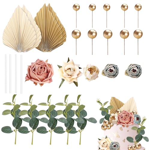 FOSDICK 28 PCS Tortendeko Blumen, Happy Birthday Tortendeko, Kunstblumen Laub Gold Kugeln Torten Deko, Boho Kuchen Deko Set, Cake Topper für Babyparty Hochzeitstorte Geburtstag Kommunion Taufe Party FOSDICK 28 PCS Tortendeko Blumen, Happy Birthday Tortendeko, Kunstblumen Laub Gold Kugeln Torten Deko, Boho Kuchen Deko Set, Cake Topper für Babyparty Hochzeitstorte Geburtstag Kommunion Taufe Party von FOSDICK