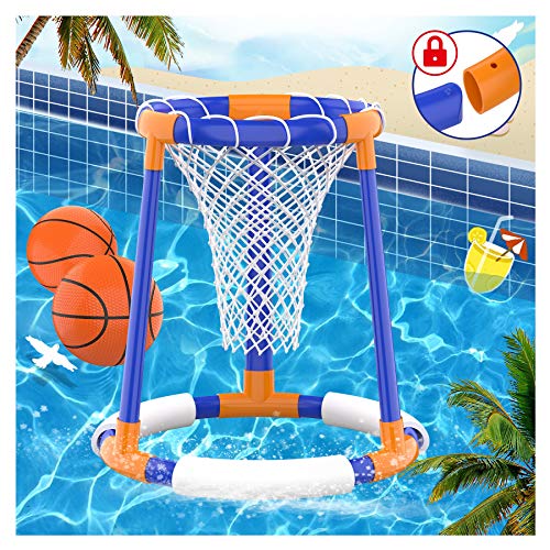 FOSUBOO Pool Spielzeug für Erwachsene Kinder Wasserspiele Floating Basketball Korb Hoop Wasserspielzeug Basketballkorb Poolzubehör Spaß (2X Bastketballs) von FOSUBOO