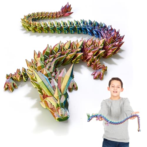 FOTN 3D-gedruckter Drache, 76,2 cm Kristalldrache, größeres Fidget-Spielzeug für Erwachsene, 3D-gedruckter beweglicher Drache für Zuhause, Büro, Auto, Schreibtisch, Dekoration, Spielzeug, Dracheneier, von FOTN