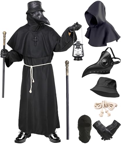 Pestdoktor Kostüm Herren Pestarzt Kostüm Karneval Mittelalter Steampunk Cosplay Pest Doktor Maske mit Mönchskutte Zepter Hut Handschuhe Plague Doctor Costume Outfit ür Halloween Fasching Party 044XXXL Pestdoktor Kostüm Herren Pestarzt Kostüm Karneval Mittelalter Steampunk Cosplay Pest Doktor Maske mit Mönchskutte Zepter Hut Handschuhe Plague Doctor Costume Outfit ür Halloween Fasching Party 044XXXL von FOVER