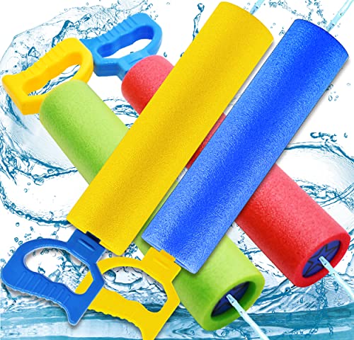 Miotlsy Wasserpistole Spielzeug Kinder Set 4 Stück Pool Wasserspritzpistolen Sommer Wassersport, Garten und Strand Wasserpistolen für Kinder Rasen Wasserrutschen(Vier Farben) von FOXCUP