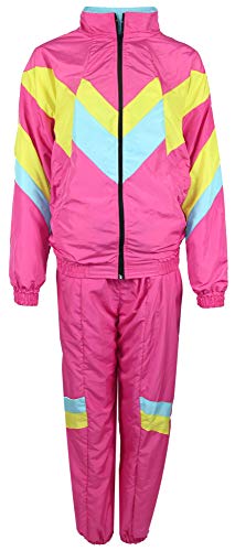 Foxxeo 80er Jahre Kostüm für Erwachsene Premium 80s Trainingsanzug Assianzug Assi - Herren Größe S-XXXXL - Fasching Karneval Anzug, Farbe pink gelb babyblau, Größe: M von Foxxeo