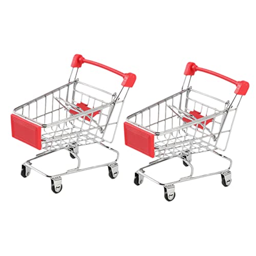 2st Mini-einkaufswagen Kleiner Trolley Für Kinder Spielzeug Einkaufswagen Aus Metall Supermarkt-Wagen-aufbewahrungsspielzeug Schreibtisch-einkaufswagen-Spielzeug Warenkorb Eisen FOYTOKI von FOYTOKI