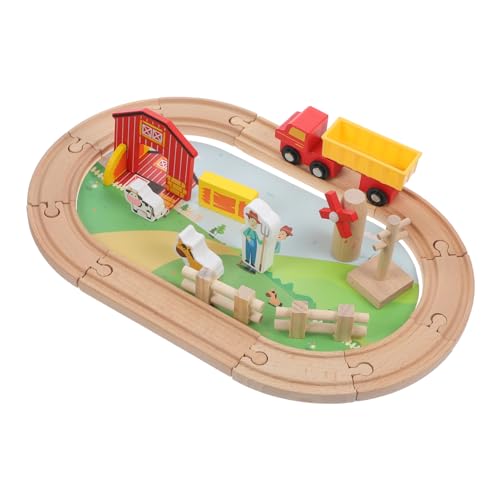 FOYTOKI 1 Satz Holzeisenbahn-Set, Holzeisenbahngleise, Spielzeugauto, Eisenbahnspielzeug, Lustiges Holzspielzeug von FOYTOKI