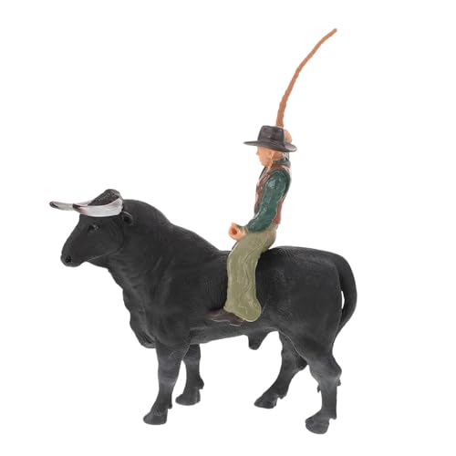 FOYTOKI 1 Satz Stierkampfmodell Bullenreiter Stier-Dekor für Zuhause Cowboy Bullenmodell Stierfigur Spanische Stierkampfspielzeuge Desktop-Deko aus Harz Welpenmodell realistische Tierfigur von FOYTOKI