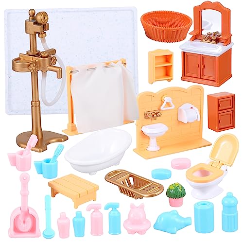 FOYTOKI Set Mit Miniatur öbeln Für Puppenhaus Badezimmer Zubehör Mini Deko Figuren Für Kreative Spielideen 4 Teiliges Set Für Miniatur Hausdekoration von FOYTOKI