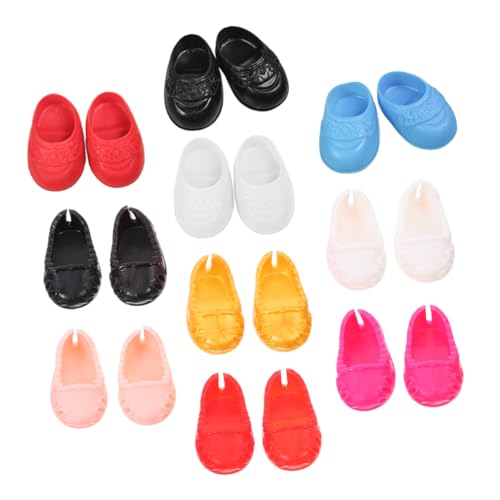 FOYTOKI 10 Paar Schuhe Jungenpuppenkostüm winzige Schuhe Flache Schuhe für Mädchen Mini Puppen Schuhe Dekorative Puppen Schuhe kleine Hausrequisiten Miniaturfigur Spielzeug Plastik von FOYTOKI